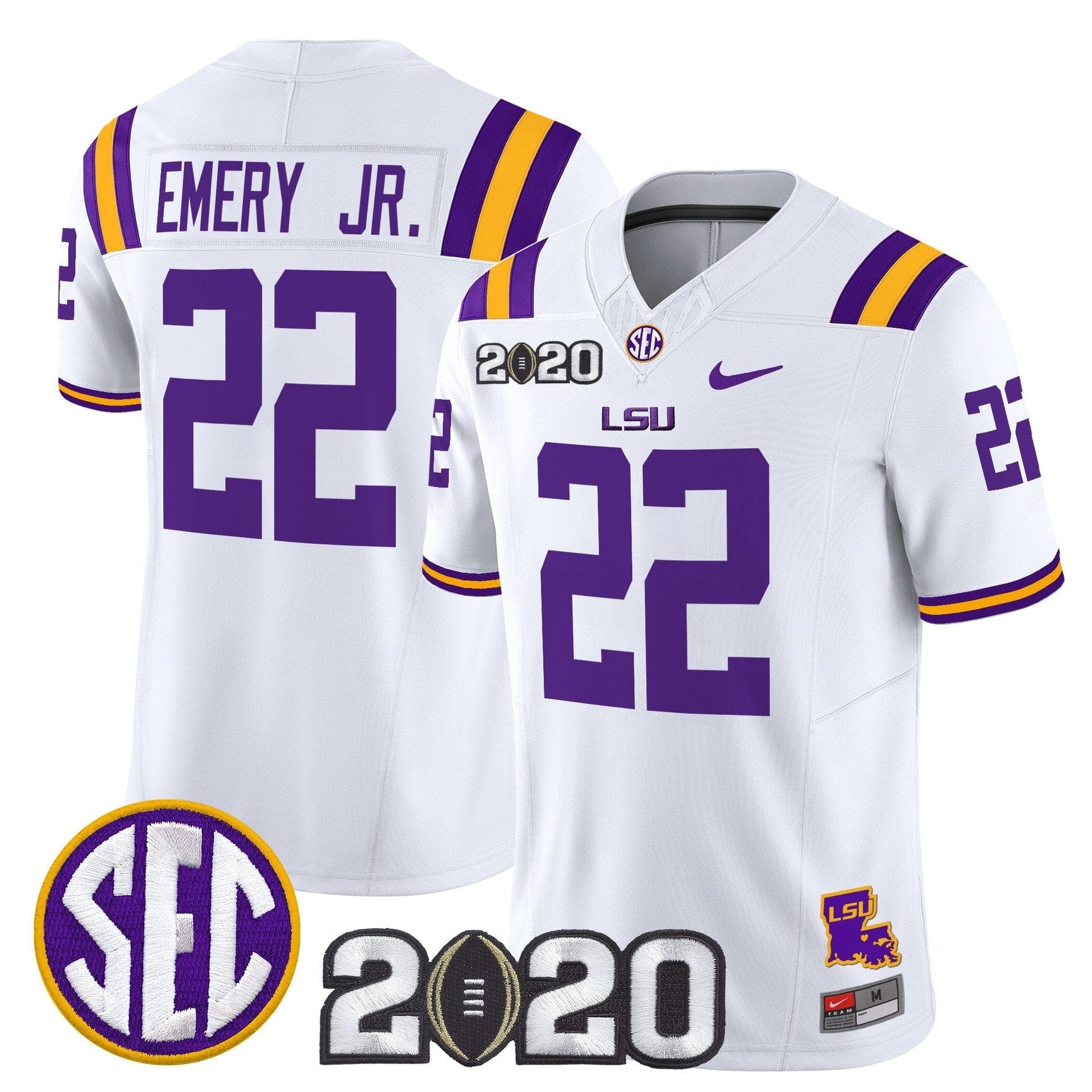 John Emery Jr Jersey #22 LSU Tigers 2020 National Champions Stitched