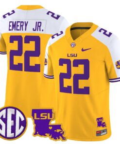 John Emery Jr Jersey 22 LSU Tigers 2025 Louisiana Patch Stitched Gold Alter