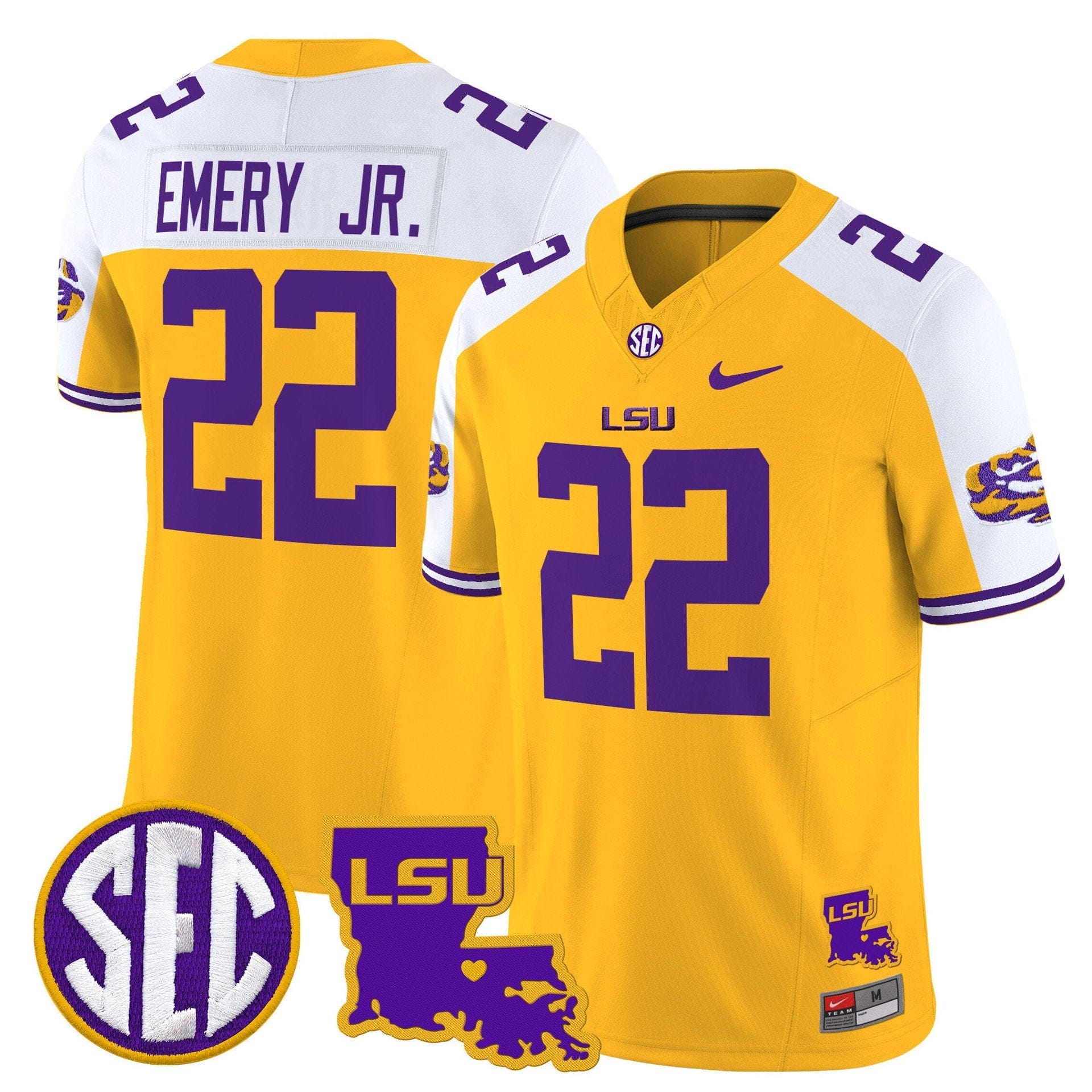 John Emery Jr Jersey #22 LSU Tigers 2025 Louisiana Patch Stitched 3 John Emery Jr Jersey #22 LSU Tigers 2025 Louisiana Patch Stitched - Image 3