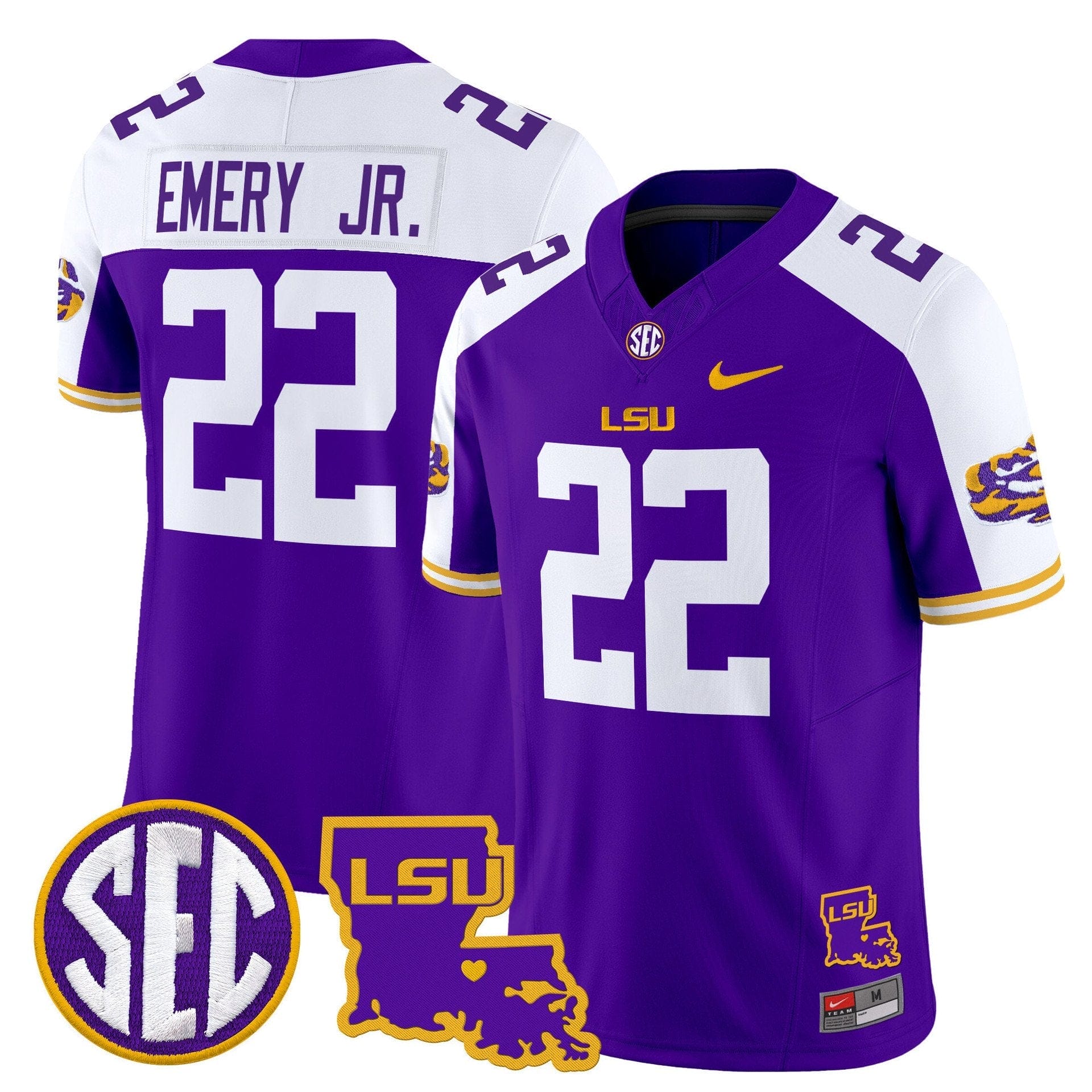 John Emery Jr Jersey #22 LSU Tigers 2025 Louisiana Patch Stitched 4 John Emery Jr Jersey #22 LSU Tigers 2025 Louisiana Patch Stitched - Image 4