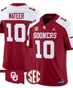 Alternative view of John Mateer Jersey #10 Oklahoma Sooners 2025 Vapor Limited Stitched