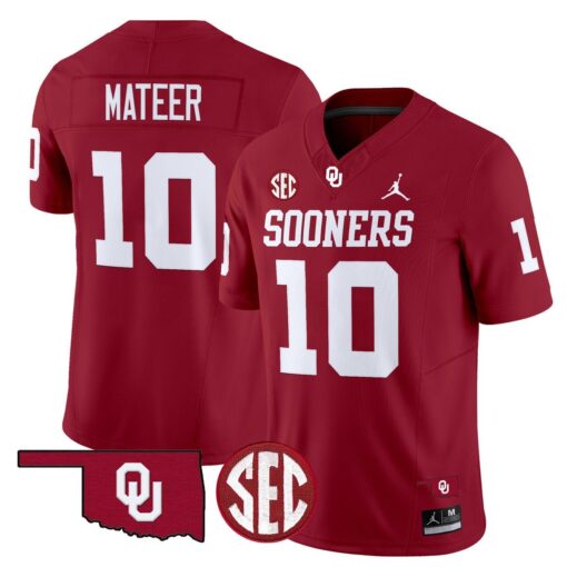 John Mateer Jersey #10 Oklahoma Sooners 2025 Vapor Limited Stitched - Image 4