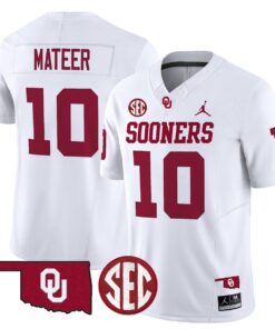 John Mateer Jersey #10 Oklahoma Sooners 2025 Vapor Limited Stitched