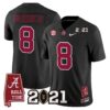 John Metchie III Jersey 8 Alabama 2021 CFP Championship Alabama Map Black