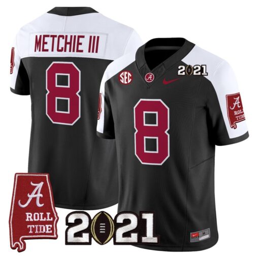 John Metchie III Jersey #8 Alabama 2021 CFP Championship Alabama Map - Image 3