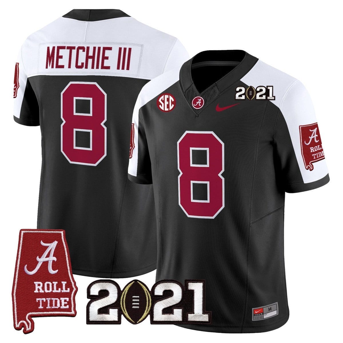 John Metchie III Jersey #8 Alabama 2021 CFP Championship Alabama Map - Image 3