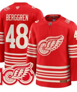 Jonatan Berggren Jersey #48 Detroit Red Wings Centennial Season Premium Stitched