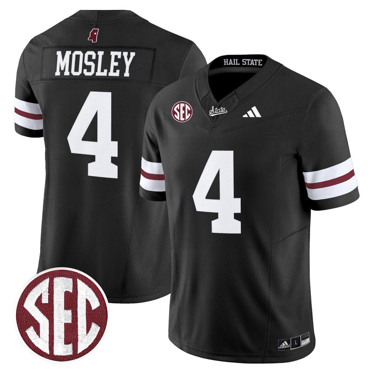 Jordan Mosley Jersey #4 Mississippi State Bulldogs Dark Mode Stitched