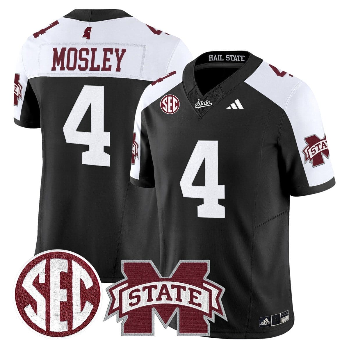 Jordan Mosley Jersey #4 Mississippi State Bulldogs Dark Mode Stitched - Image 3