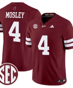 Jordan Mosley Jersey 4 Mississippi State Bulldogs Dark Mode Stitched Maroon