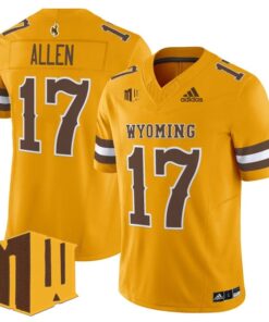 Josh Allen Jersey 17 Wyoming Cowboys 2025 Vapor Limited Stitched Gold