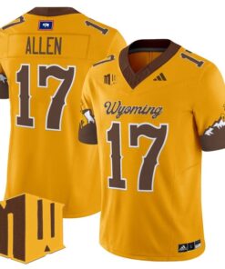 Josh Allen Jersey 17 Wyoming Cowboys 2025 Vapor Limited Stitched Gold Limited