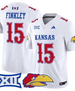 Alternative view of Justice Finkley Jersey #15 Kansas Jayhawks 2025 Vapor Limited Stitched