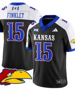 Justice Finkley Jersey 15 Kansas Jayhawks Football 2025 Stitched Black Alter