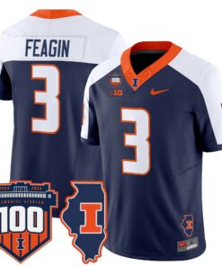 Kaden Feagin Jersey #3 Illinois Fighting 100th Memorial Stadium