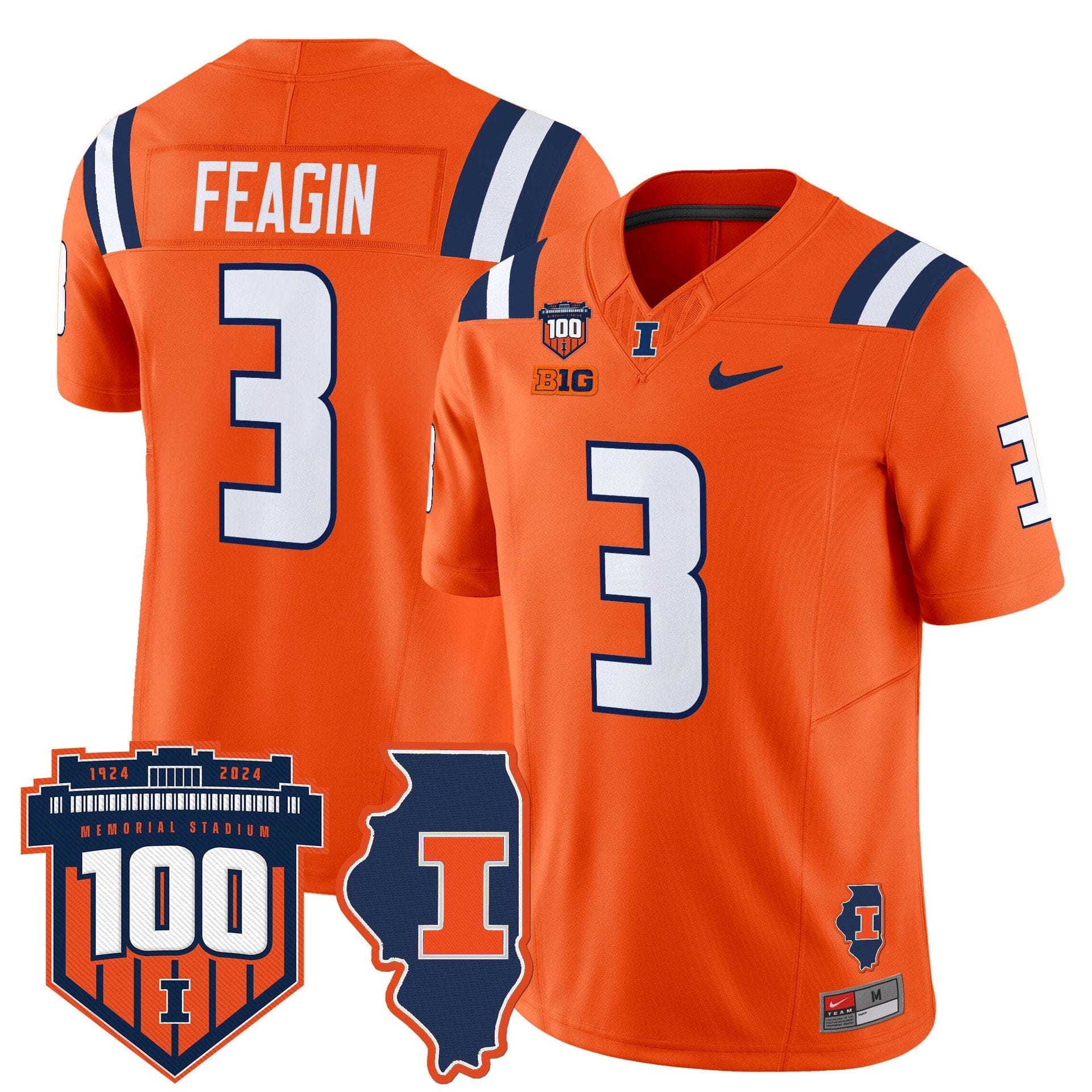 Kaden Feagin Jersey #3 Illinois Fighting 100th Memorial Stadium - Image 5