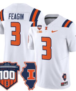 Alternative view of Kaden Feagin Jersey #3 Illinois Fighting 100th Memorial Stadium