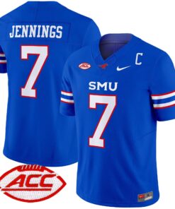 Kevin Jennings Jersey 7 SMU Mustangs 2025 Vapor Limited Stitched Blue