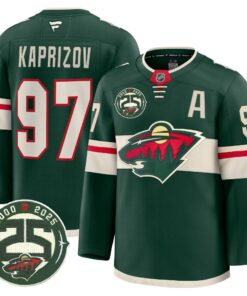 Alternative view of Kirill Kaprizov Jersey #97 Minnesota Wild 25th Anniversary Patch Stitched