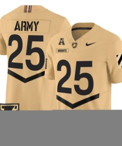 Knights Jersey #25 Army Black Knights 2025 Vapor Limited Stitched 9 Knights JersSched Tan