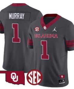 Kyler Murray Jersey 1 Oklahoma Sooners 2025 Limited Stitched Anthracite