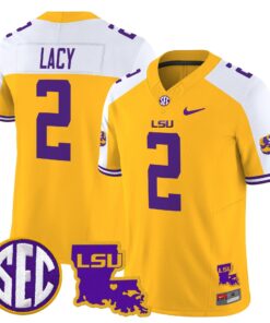 Kyren Lacy Jersey 2 LSU Tigers 2025 Louisiana Patch Stitched Gold Alternate