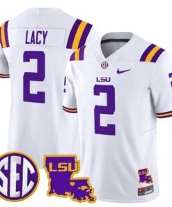 Alternative view of Kyren Lacy Jersey #2 LSU Tigers 2025 Louisiana Patch Stitched