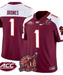 Kyron Drones Jersey 1 Virginia Tech Hokies Coach Frank Beamer 2025 Maroon Alter