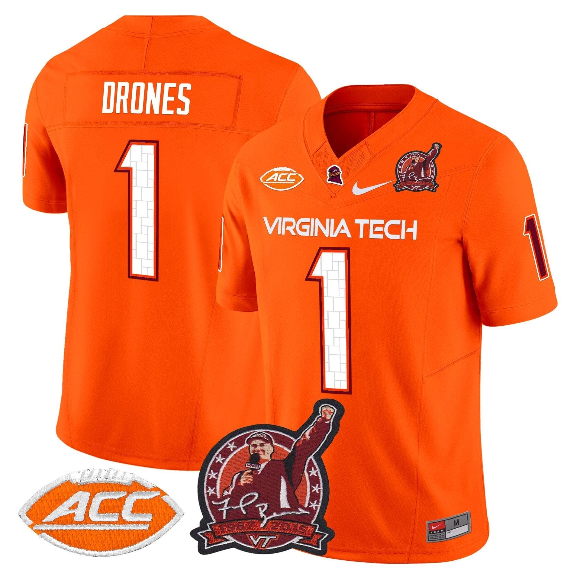 Kyron Drones Jersey #1 Virginia Tech Hokies Coach Frank Beamer 2025 5 Kyron Drones Jersey #1 Virginia Tech Hokies Coach Frank Beamer 2025 - Image 5