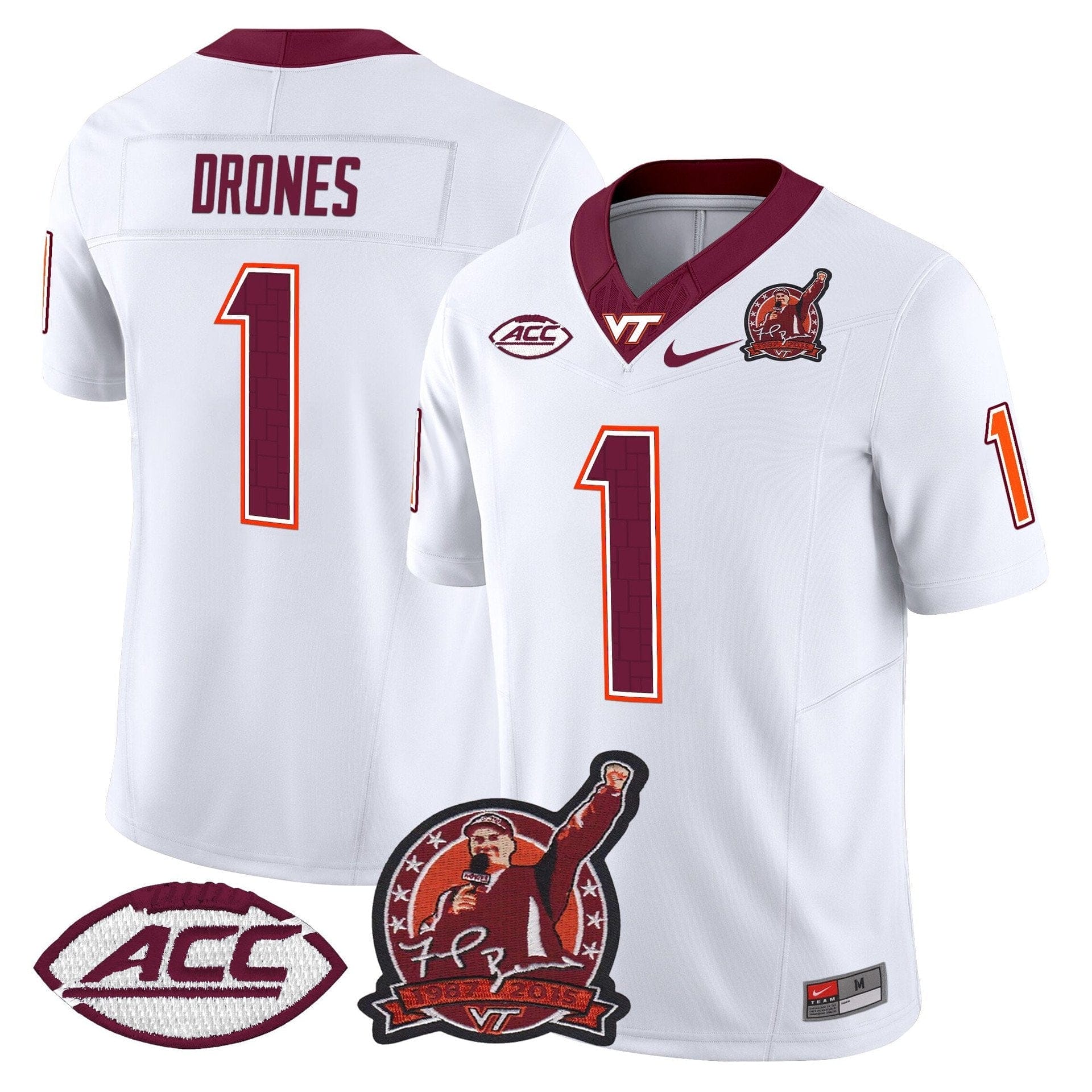 Kyron Drones Jersey #1 Virginia Tech Hokies Coach Frank Beamer 2025 1 Kyron Drones Jersey #1 Virginia Tech Hokies Coach Frank Beamer 2025