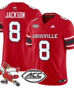 Lamar Jackson Jersey 8 Louisville Cardinals 1980s Throwback Stitched Red
