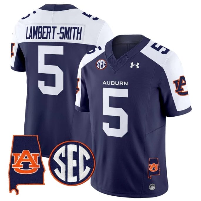 Lambert-Smith Jersey #5 Auburn Tigers 2025 Alabama Patch Stitched 1 Lambert-Smith Jersey #5 Auburn Tigers 2025 Alabama Patch Stitched