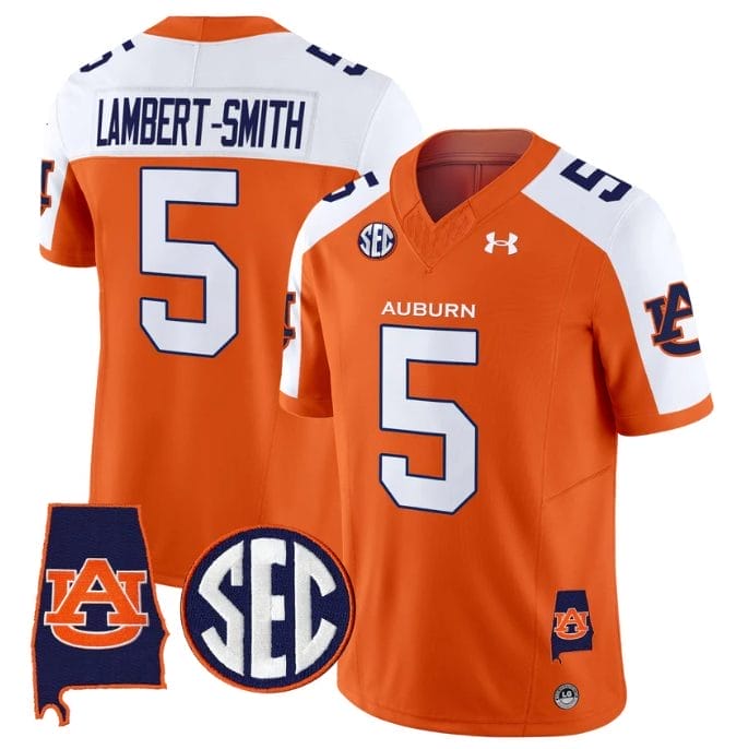 Lambert-Smith Jersey #5 Auburn Tigers 2025 Alabama Patch Stitched 3 Lambert-Smith Jersey #5 Auburn Tigers 2025 Alabama Patch Stitched - Image 3