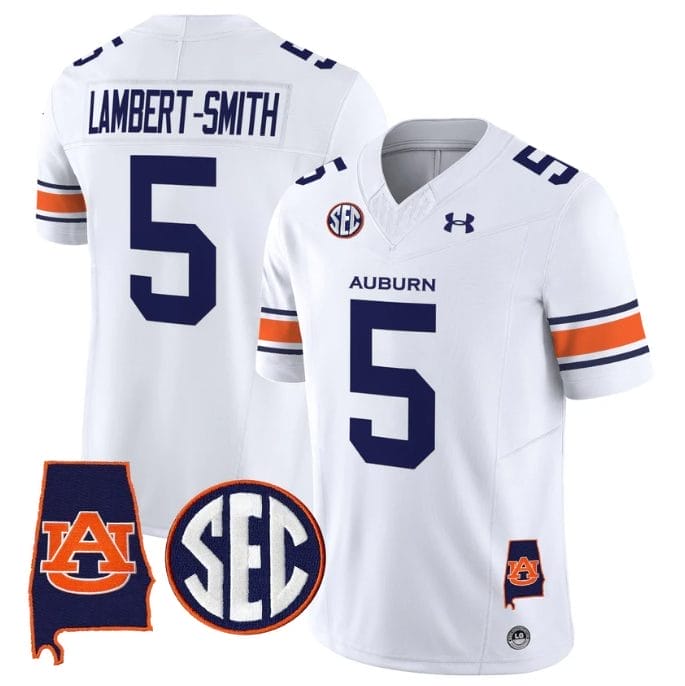 Lambert-Smith Jersey #5 Auburn Tigers 2025 Alabama Patch Stitched 2 Lambert-Smith Jersey #5 Auburn Tigers 2025 Alabama Patch Stitched - Image 2