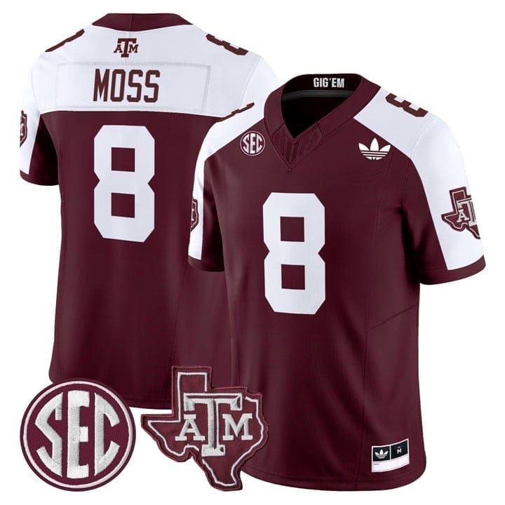 Le'Veon Moss Jersey #8 Texas A&M Aggies 2025 Vapor V2 Stitched - Image 4