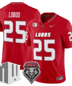 Lobos Jersey 25 New Mexico Lobos 2025 Vapor Limited Stitched Red