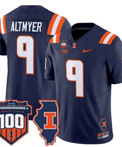 Luke Altmyer Jersey 9 Illinois Fighting 100th Memorial Stadium Navy a2755975 e157 475f a17c ad4ad685e498