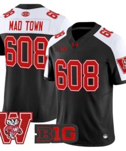 Mad Town Jersey 608 Wisconsin Badgers Throwback Stitched Black Alter