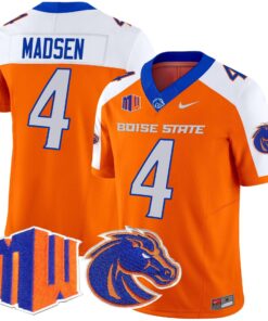 Maddux Madsen Jersey 4 Boise State Broncos 2025 Vapor Stitched Orange Alternate