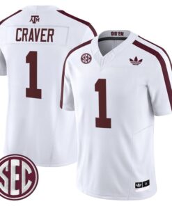 Alternative view of Mario Craver Jersey #1 Texas A&M Aggies 2025 Vapor V2 Stitched