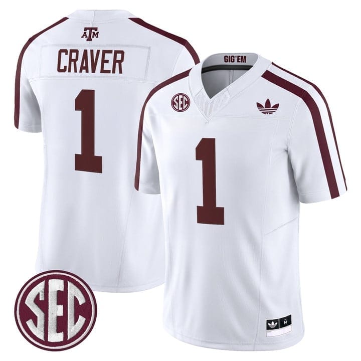 Mario Craver Jersey #1 Texas A&M Aggies 2025 Vapor V2 Stitched - Image 2