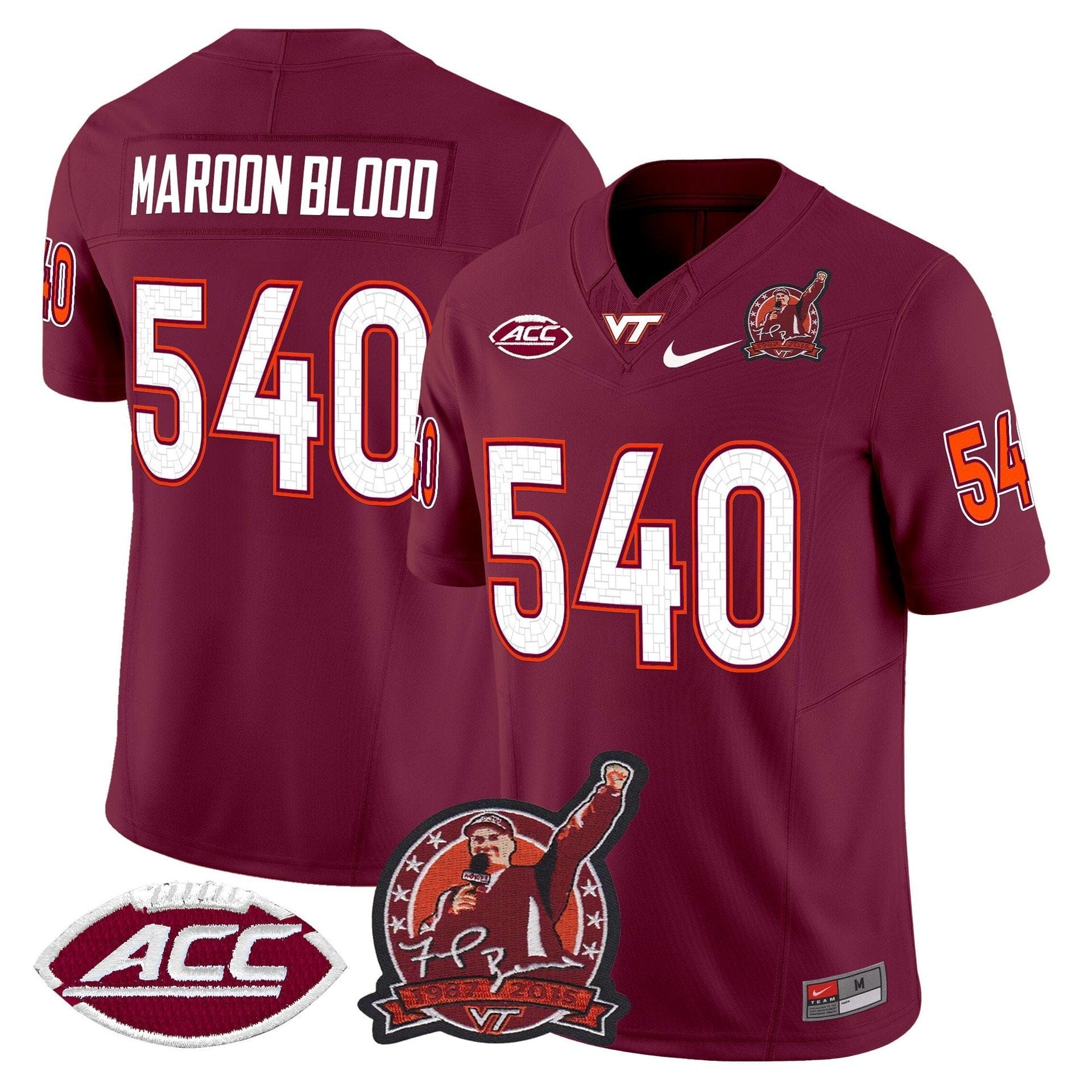 Maroon Blood Jersey #540 Virginia Tech Hokies Coach Frank Beamer 2025 3 Maroon Blood Jersey #540 Virginia Tech Hokies Coach Frank Beamer 2025 - Image 3