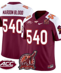 Alternative view of Maroon Blood Jersey #540 Virginia Tech Hokies Coach Frank Beamer 2025