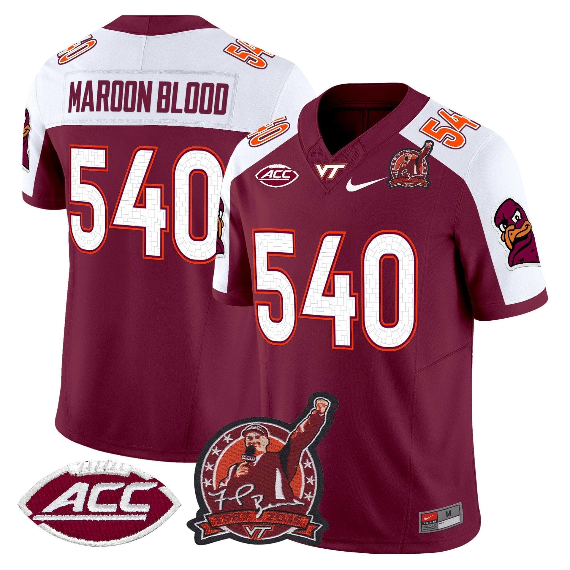 Maroon Blood Jersey #540 Virginia Tech Hokies Coach Frank Beamer 2025 2 Maroon Blood Jersey #540 Virginia Tech Hokies Coach Frank Beamer 2025 - Image 2