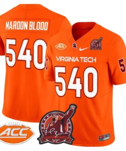 Maroon Blood Jersey #540 Virginia Tech Hokies Coach Frank Beamer 2025 9 Maroon Blood Jersey 540 Virginia Tech Hokies Coach Frank Beamer 2025 Orange