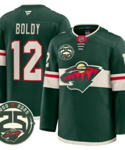 Alternative view of Matthew Boldy Jersey #12 Minnesota Wild 25th Anniversary Patch Stitched