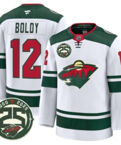 Matthew Boldy Jersey #12 Minnesota Wild 25th Anniversary Patch Stitched
