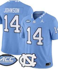 Max Johnson Jersey 14 North Carolina Tar Heels 2025 Limited Stitched Blue