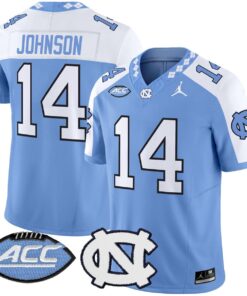 Max Johnson Jersey 14 North Carolina Tar Heels 2025 Limited Stitched Blue Alter