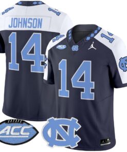 Max Johnson Jersey 14 North Carolina Tar Heels 2025 Limited Stitched Navy Alter
